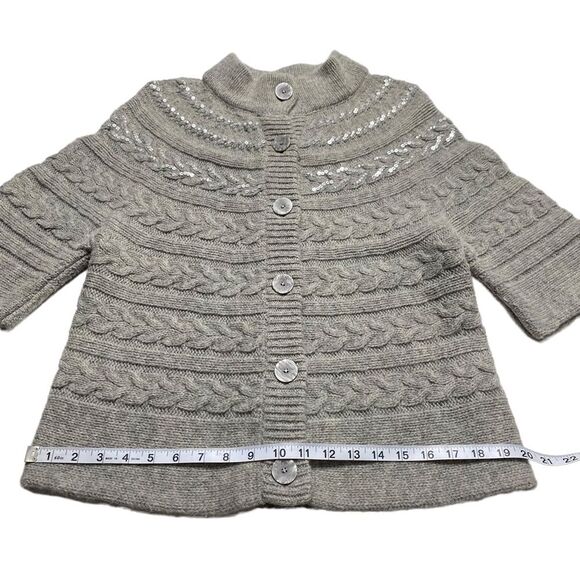 Coldwater Creek Wool Rabbit Hair Blend Cable Knit Embellished Cardigan FLAW Sz M - Picture 6 of 16
